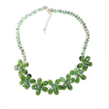 Роскошный зеленый Мульти Цветочный Кристалл заявление ожерелье для вечеринки или шоу